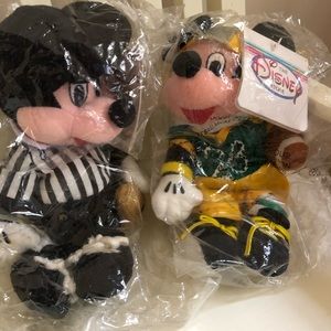 Vintage Disney Plush Mickey Referee & Football Player